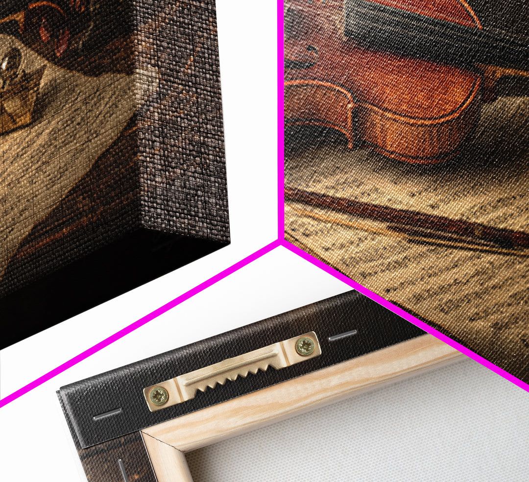 Baroque Violin and Sheet Music Still Life Canvas Print, Baroque Art, Art, Living Room Decor, Fine Art, Ornate, Modern Wall Art, BAO-2x1-31