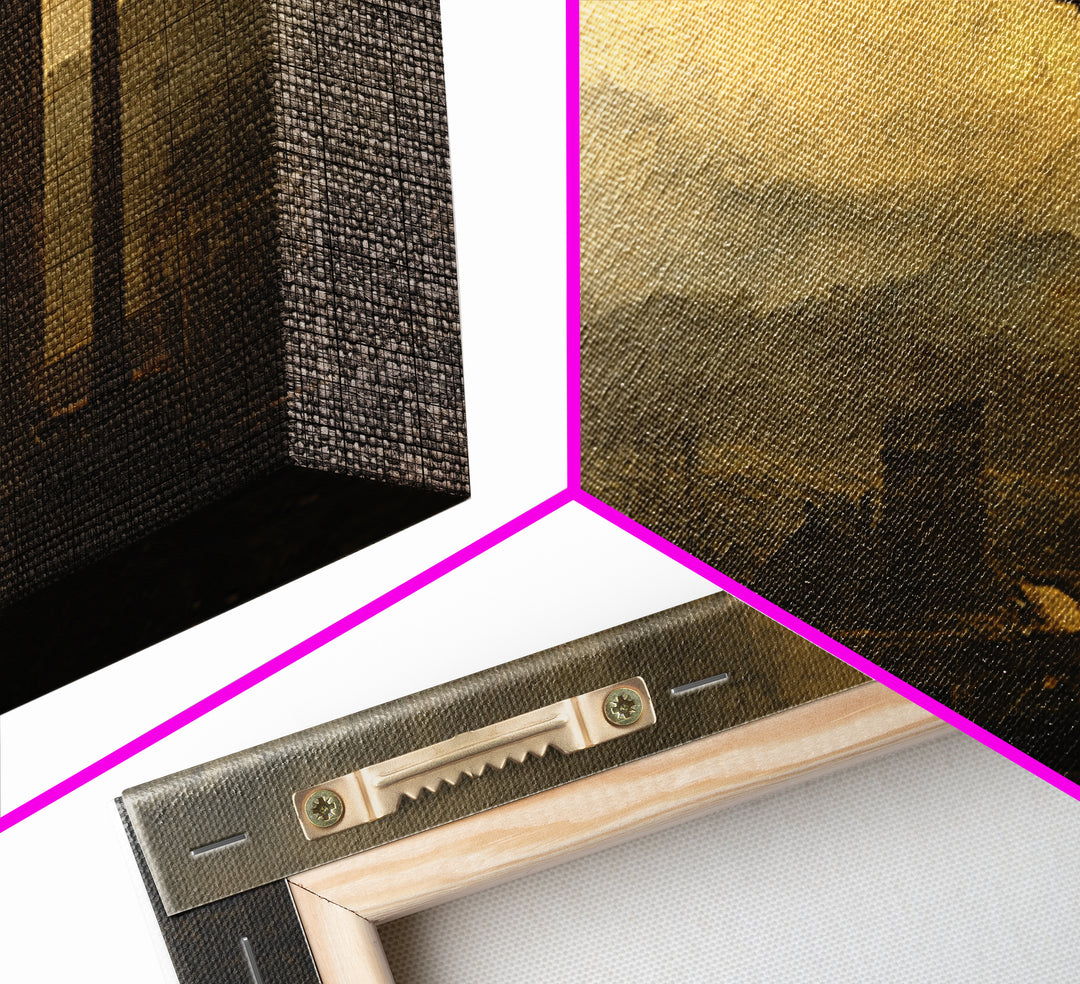 Classical Ruins Beneath a Dramatic Sky Canvas Print, Baroque Art, Minimalist Decor, Living Room Decor, Oil Painting, Ornate, BAO-2x1-39