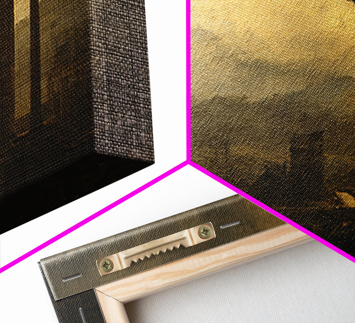 Classical Ruins Beneath a Dramatic Sky Canvas Print, Baroque Art, Minimalist Decor, Living Room Decor, Oil Painting, Ornate, BAO-2x1-39