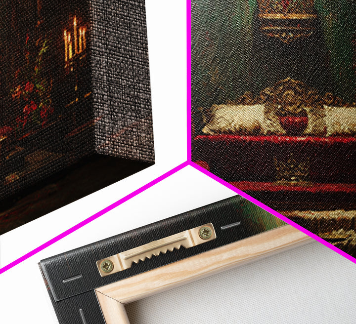 Dark Red Velvet Framed Canvas Print, Baroque Art, Contemporary Art, Living Room Decor, Fine Art, Ornate, 3d Wall Art, BAO-2x1-91