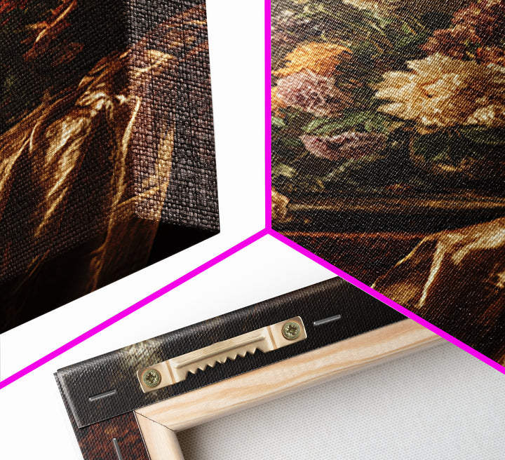 Velvet Drapery with Pearls Flowers and Candlelight Canvas Print, Baroque Art, Printable Art, Living Room Decor, Ornate, BAO-2x3-11