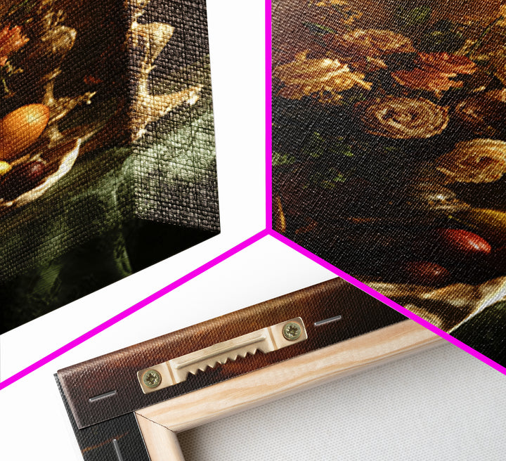 Golden Harp and Roses Framed Canvas Print, Baroque Art, Maximalist Wall Art, Living Room Decor, Abstract Art, Ornate, BAO-2x3-26