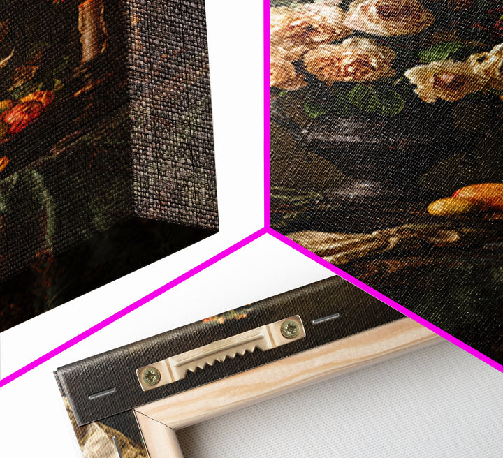 Dark Floral Arrangement Framed Canvas Print, Baroque Art, Decor, Living Room Decor, Fine Art, Ornate, Moody Wall Art, BAO-2x3-36