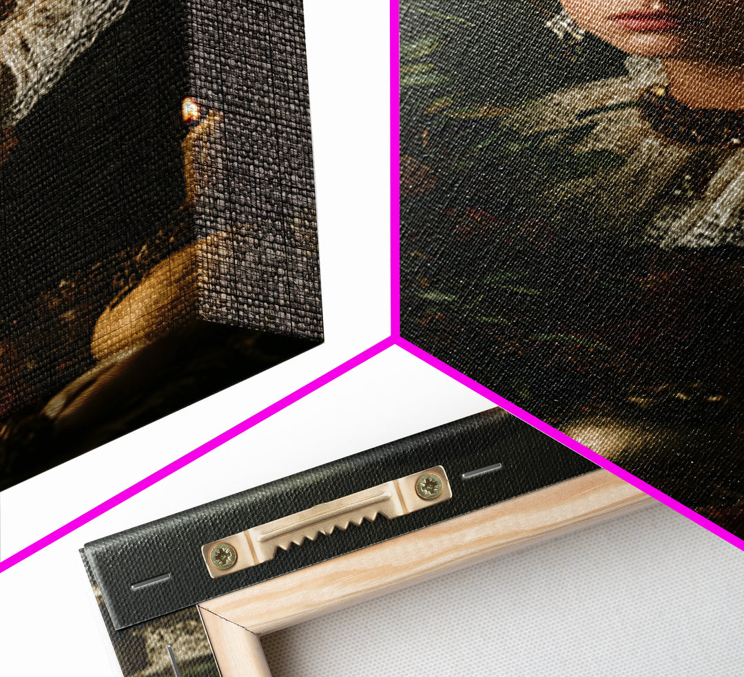 Classical Portrait with Lace Collar and Jewel Canvas Print, Baroque Art, Gallery Wall, Living Room Decor, Oil Painting, Ornate, BAO-2x3-39