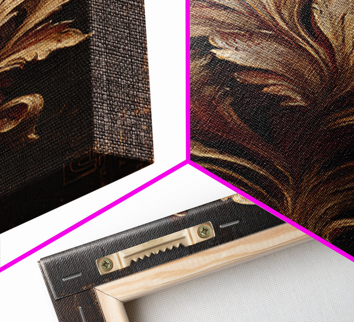 Carved Acanthus Leaf Ornament Study Framed Canvas Print, Baroque Art, Maximalist Decor, Living Room Decor, Fine Art, Ornate, BAO-2x3-47