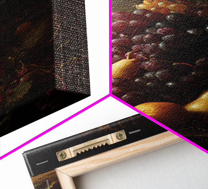Dramatic Fruit Still Life Canvas Print, Baroque Art, Minimalist Decor, Living Room Decor, Oil Painting, Ornate, Whimsical Decor, BAO-2x3-57