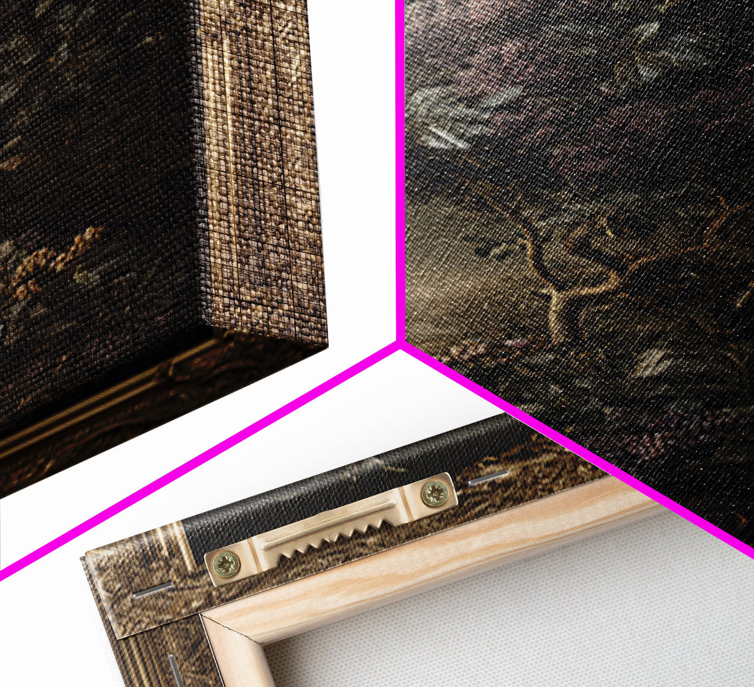 Ornate Gold Frame Illusion Around a Botanical Canvas Print, Baroque Art, Art Print, Living Room Decor, Oil Painting, Ornate, BAO-2x3-65