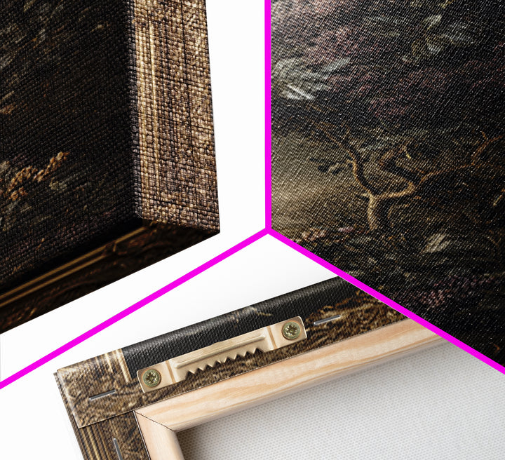 Ornate Gold Frame Illusion Around a Botanical Canvas Print, Baroque Art, Art Print, Living Room Decor, Oil Painting, Ornate, BAO-2x3-65