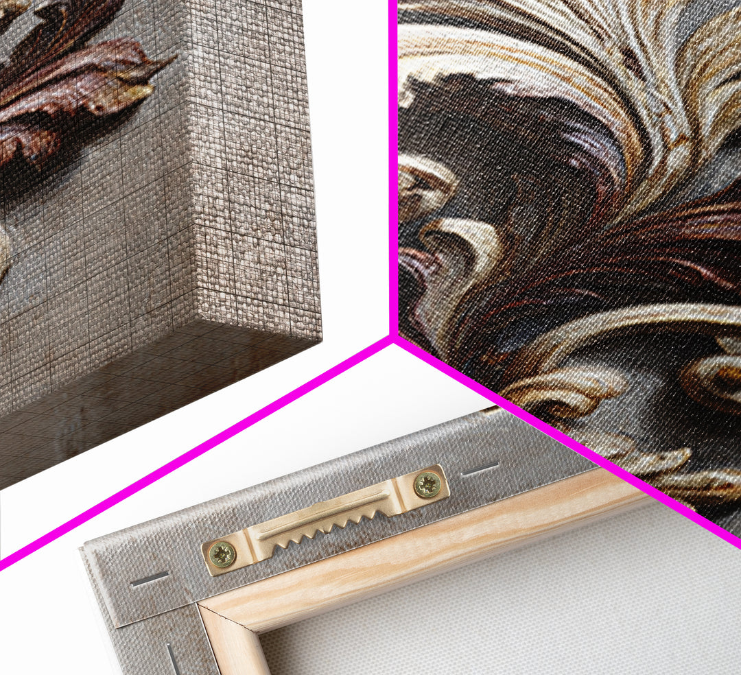 Carved Acanthus Leaf Ornament Study Canvas Print, Baroque Art, Baroque, Living Room Decor, Oil Painting, Ornate, BAO-2x3-71