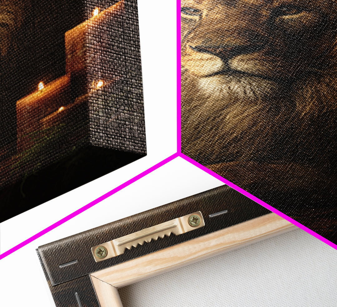 Royal Lion Portrait Framed Canvas Print, Baroque Art, Textured Painting, Living Room Decor, Oil Painting, Ornate, Printable Art, BAO-2x3-73