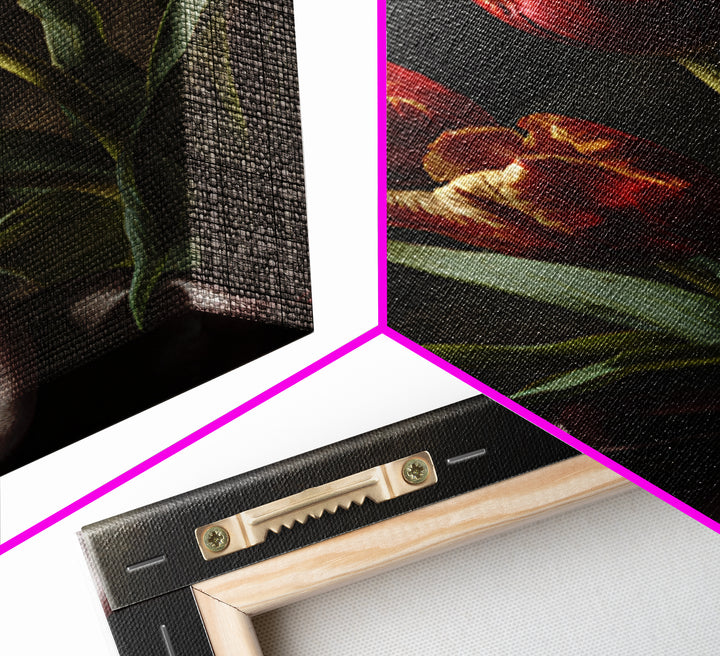 Black Background Tulips Canvas Print, Baroque Art, Fine Art Print, Living Room Decor, Fine Art, Ornate, Painting, BAO-2x3-96