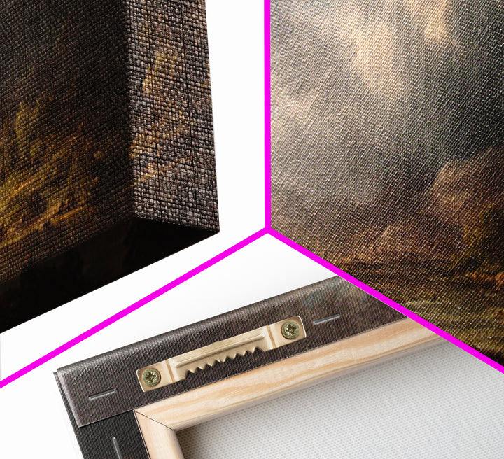 Theatrical Stormy Landscape Framed Canvas Print, Baroque Art, Room Decor, Living Room Decor, Fine Art, Ornate, Digital Wall Art, BAO-3x1-2