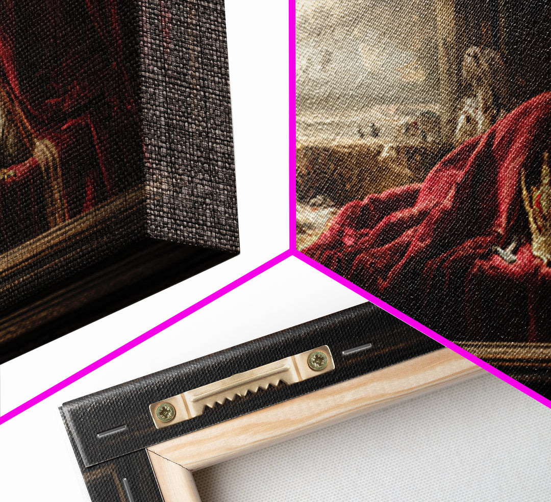Dark Red Velvet Canvas Print, Baroque Art, Art Nouveau Decor, Living Room Decor, Fine Art, Ornate, Art Print, Textured Painting, BAO-3x1-39