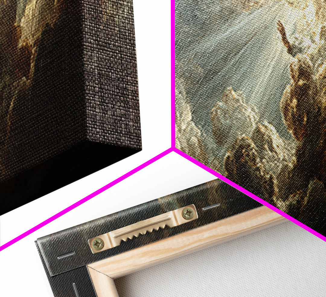 Angelic Hand Reaching Through Clouds Canvas Print, Baroque Art, Printable Art, Living Room Decor, Oil Painting, Ornate, BAO-3x1-61