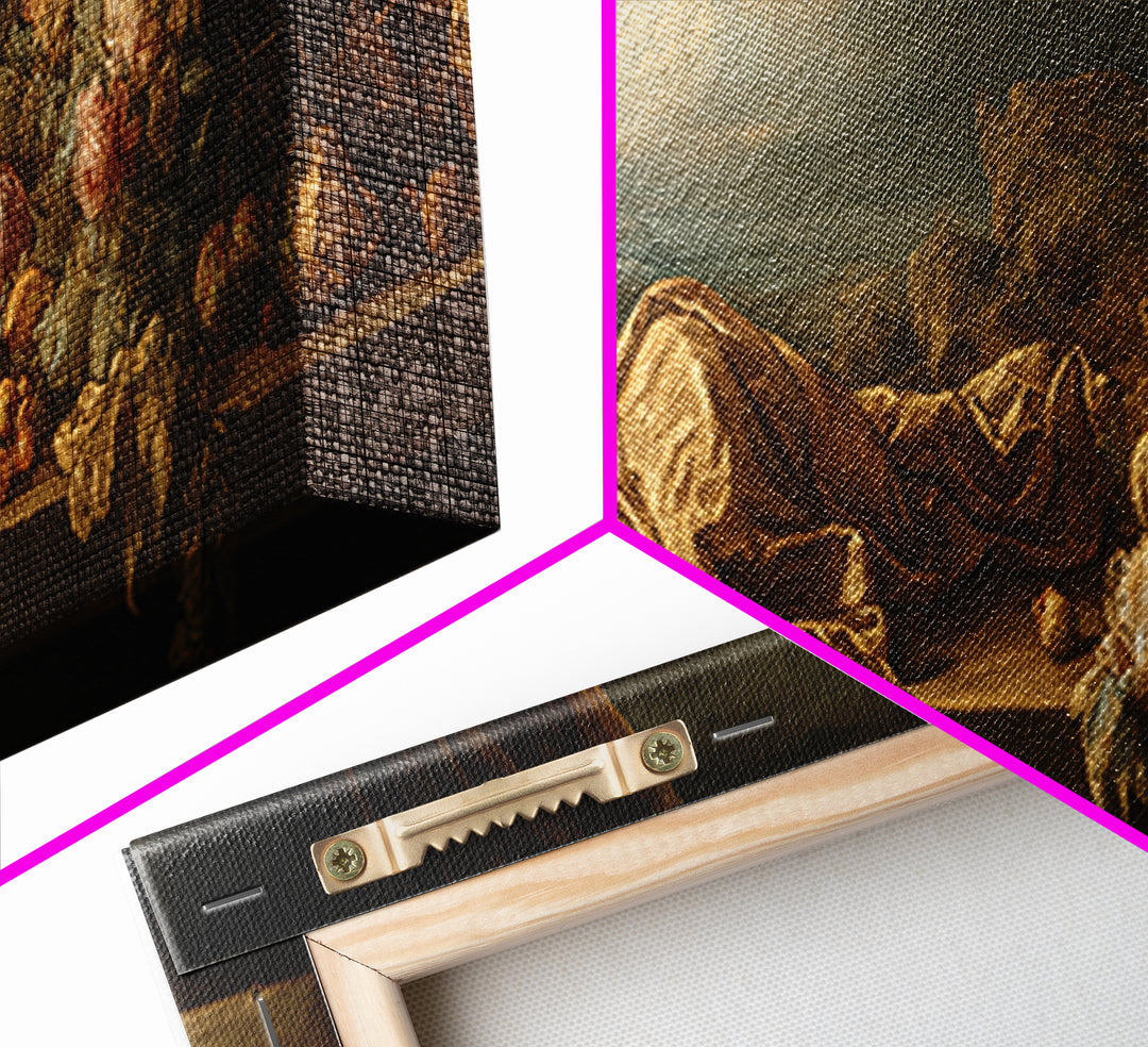 Theatrical Stormy Landscape Framed Canvas Print, Baroque Art, Oil Painting, Living Room Decor, Ornate, Eclectic Wall Art, BAO-3x1-74