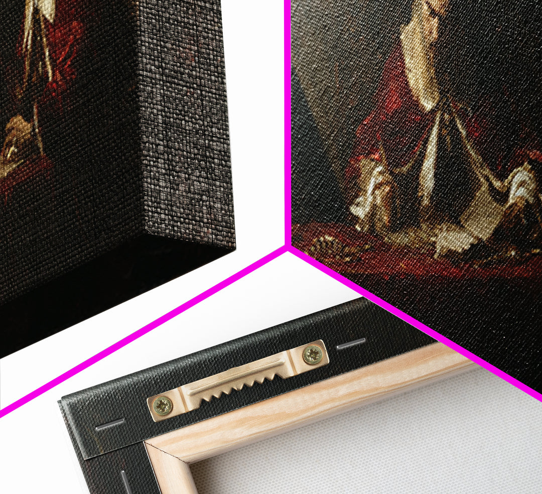Dark Red Velvet Framed Canvas Print, Baroque Art, Contemporary Art, Living Room Decor, Fine Art, Ornate, 3d Wall Art, BAO-3x1-87
