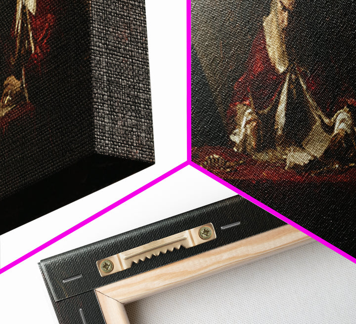 Dark Red Velvet Framed Canvas Print, Baroque Art, Contemporary Art, Living Room Decor, Fine Art, Ornate, 3d Wall Art, BAO-3x1-87