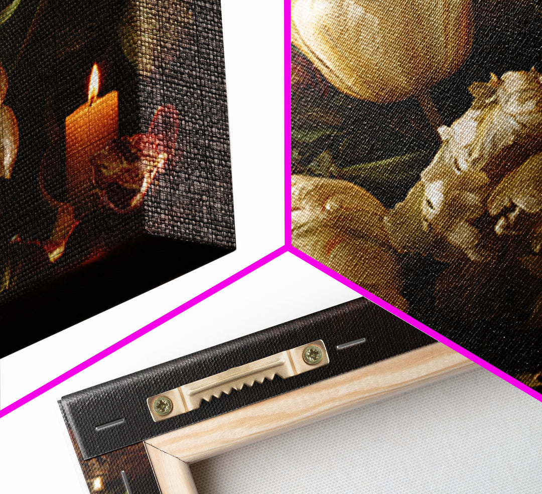 Black Background Tulips Framed Canvas Print, Baroque Art, Room Decor, Living Room Decor, Fine Art, Ornate, Digital Wall Art, BAO-3x2-20