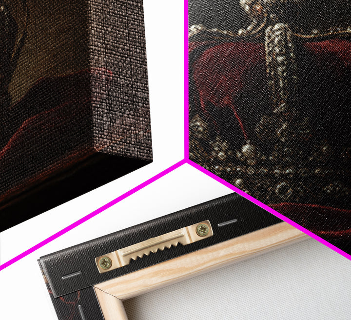Dark Red Velvet Framed Canvas Print, Baroque Art, Textured Painting, Living Room Decor, Fine Art, Ornate, Printable Art, BAO-3x2-27