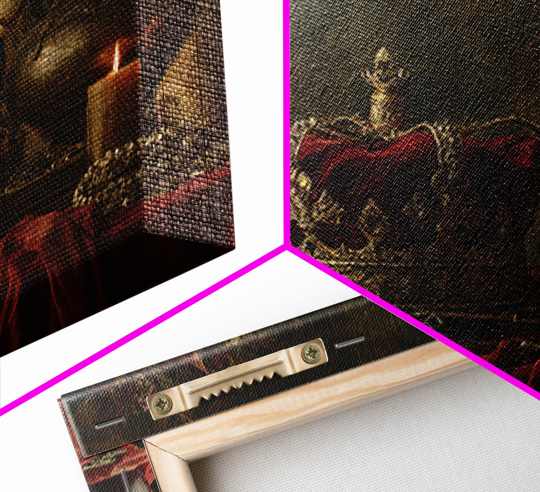 Dark Red Velvet Canvas Print, Baroque Art, Art, Living Room Decor, Fine Art, Ornate, Modern Wall Art, Living Room Wall Art, BAO-3x2-51