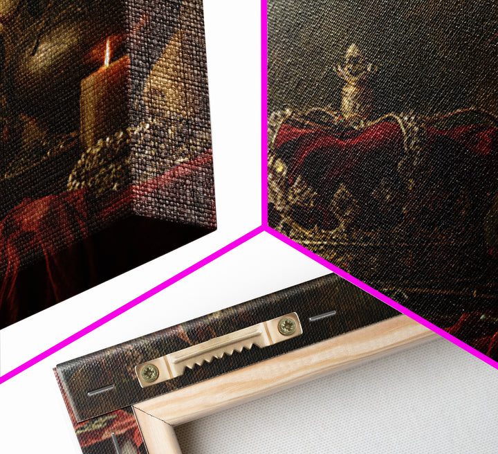 Dark Red Velvet Canvas Print, Baroque Art, Art, Living Room Decor, Fine Art, Ornate, Modern Wall Art, Living Room Wall Art, BAO-3x2-51