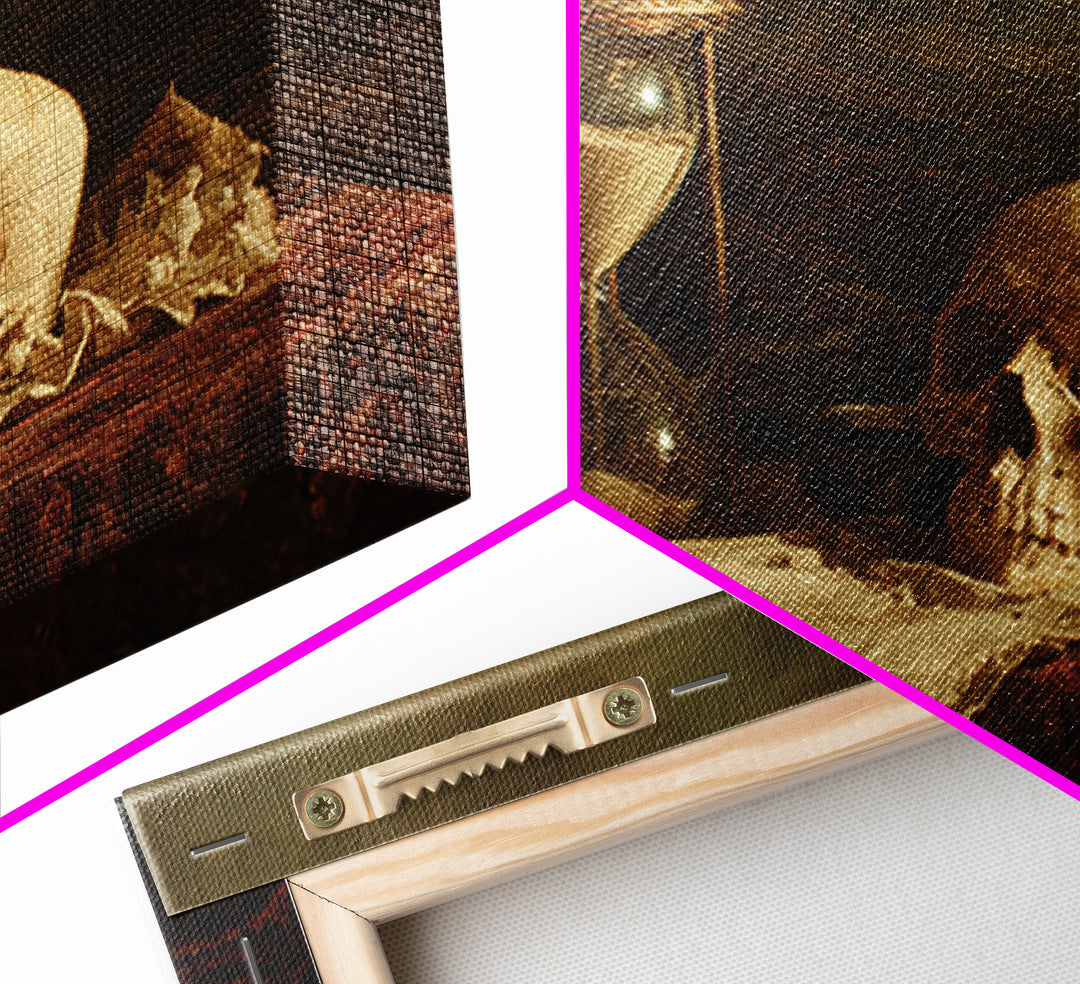 Skull and Hourglass Vanitas Still Life Canvas Print, Baroque Art, Printable Wall Art, Living Room Decor, Fine Art, Ornate, BAO-3x2-57