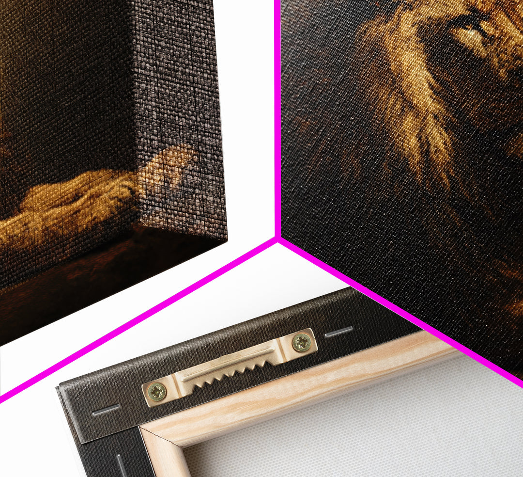 Royal Lion Portrait Framed Canvas Print, Baroque Art, Digital Wall Art, Living Room Decor, Fine Art, Ornate, Portrait Painting, BAO-3x2-69