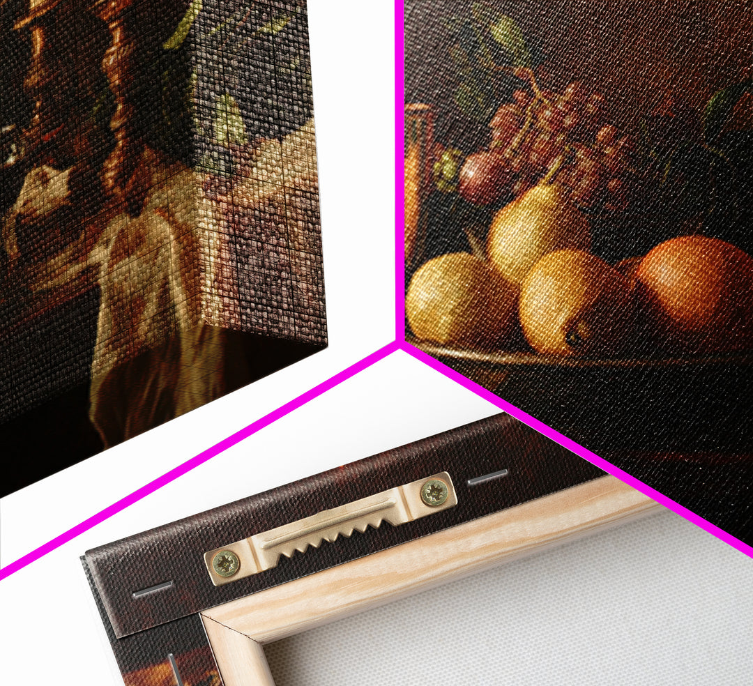 Dramatic Fruit Still Life Framed Canvas Print, Baroque Art, Living Room Wall Art, Living Room Decor, Fine Art, Ornate, BAO-3x2-77