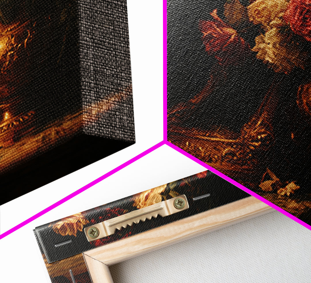 Golden Harp and Roses Canvas Print, Baroque Art, Printable Art, Living Room Decor, Abstract Art, Ornate, Gallery Wall, BAO-3x2-94