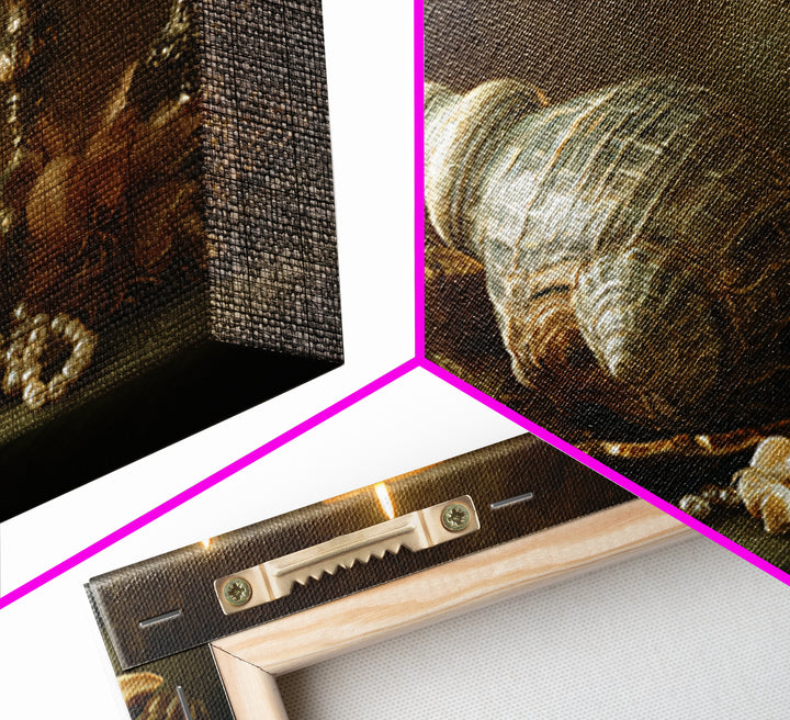 Ornamental Shell and Pearl Composition Canvas Print, Baroque Art, Dark Academia Decor, Living Room Decor, Fine Art, Ornate, BAO-3x2-98