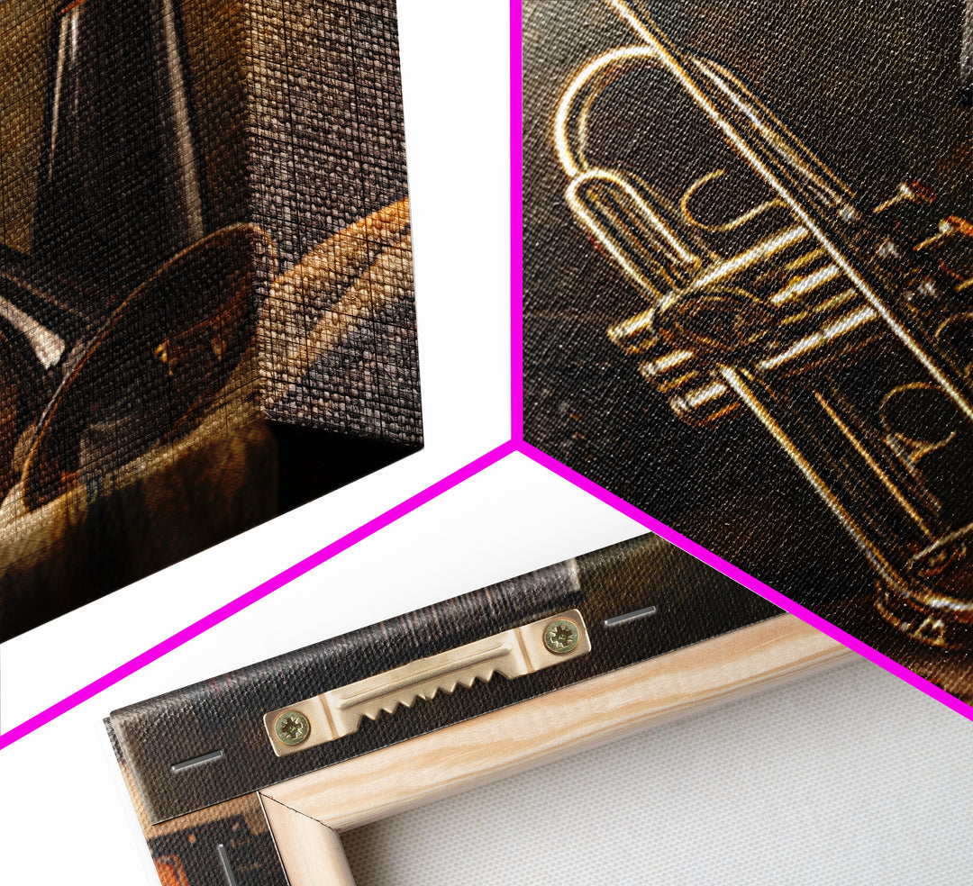 Moody Jazz Trumpet Beside a Half Full Canvas Print, Bar Art, Bar Signs, Bar Decor, Fine Art, Modern Decor, Fine Art Print, BAR-1x1-18