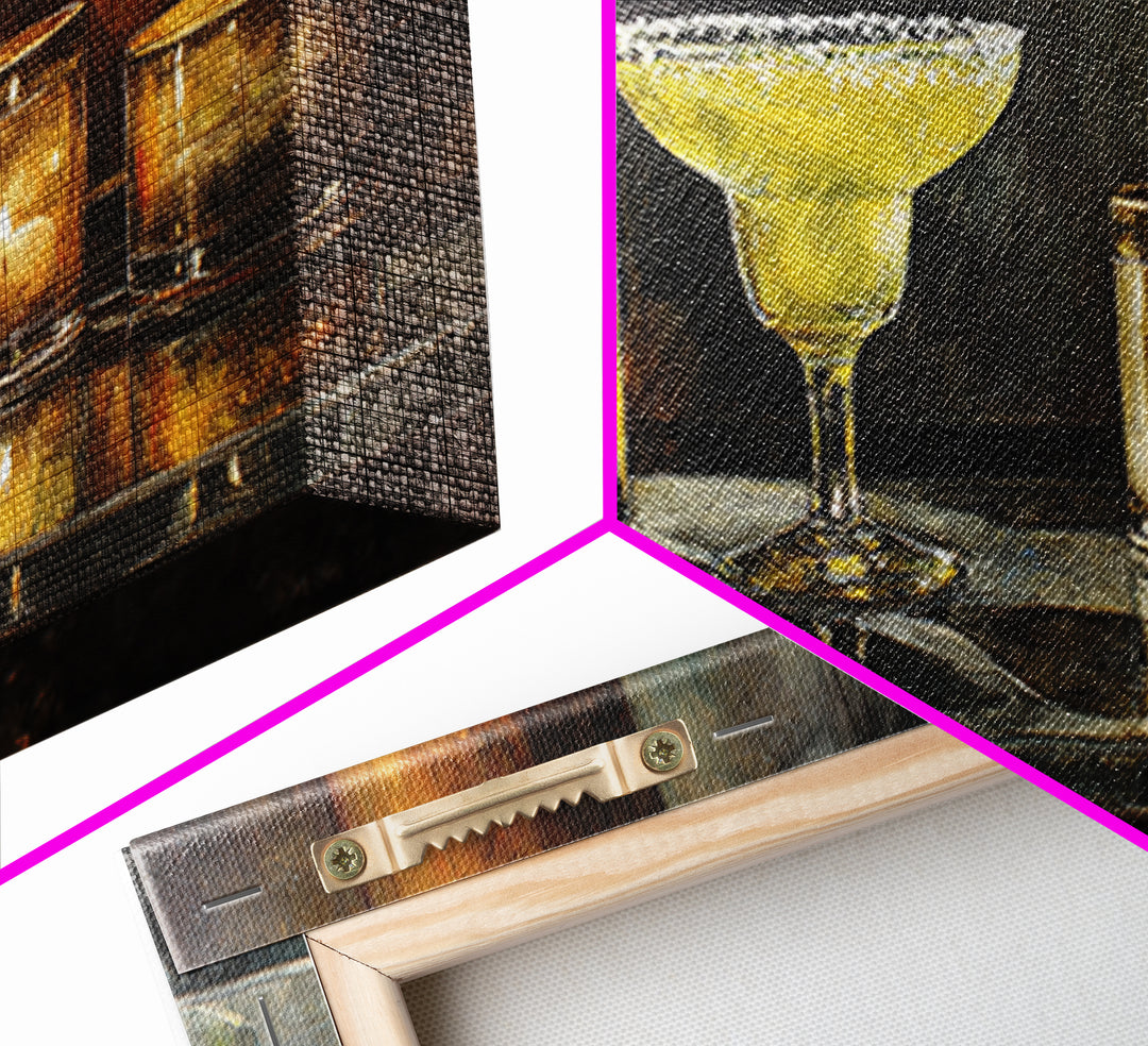 Classic Margarita with Salt Rim and Lime Framed Canvas Print, Bar Art, Art Print, Bar Decor, Fine Art, Kitchen Wall Decor, BAR-2x1-7