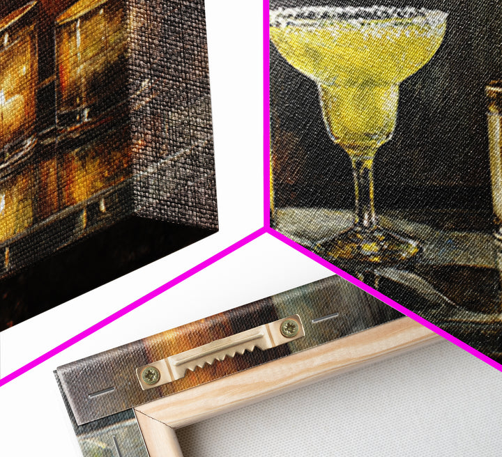Classic Margarita with Salt Rim and Lime Framed Canvas Print, Bar Art, Art Print, Bar Decor, Fine Art, Kitchen Wall Decor, BAR-2x1-7