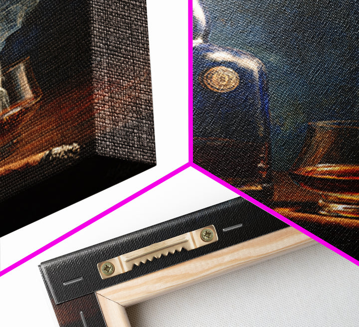 Dark Moody Cigar and Whiskey Still Life Canvas Print, Bar Art, Kitchen Wall Decor, Bar Decor, Fine Art, Bar Cart Art, BAR-2x3-65
