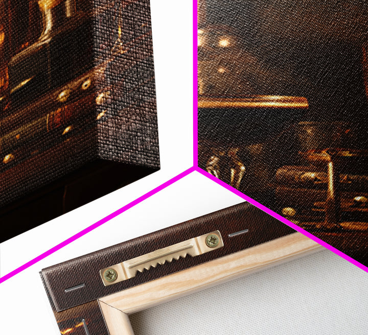 Speakeasy Key and Cocktail Shaker Composition Canvas Print, Bar Art, Canvas Wall Art, Bar Decor, Oil Painting, BAR-2x3-72