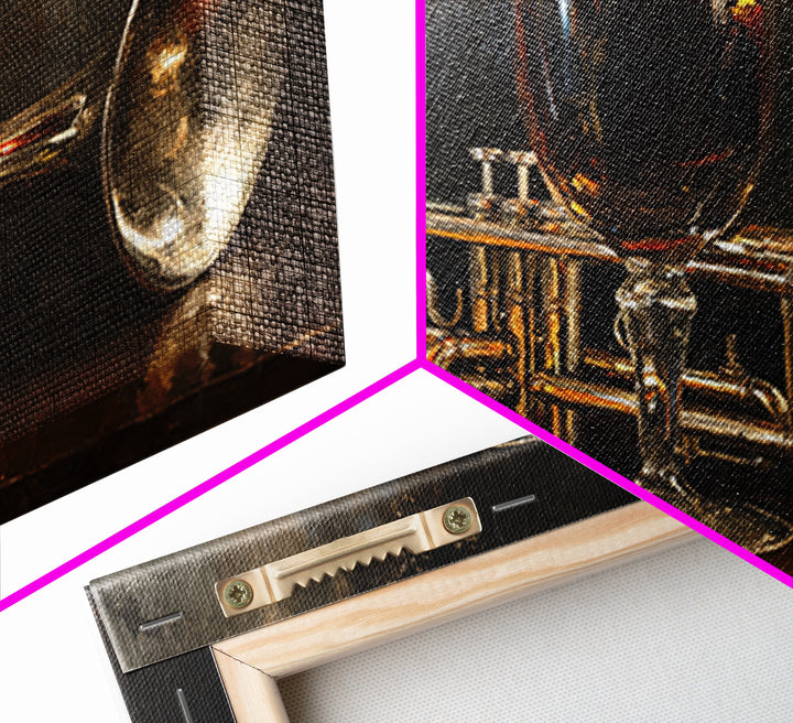 Moody Jazz Trumpet Beside a Half Full Framed Canvas Print, Bar Art, Bar Signs, Bar Decor, Fine Art, Modern Decor, BAR-3x2-70