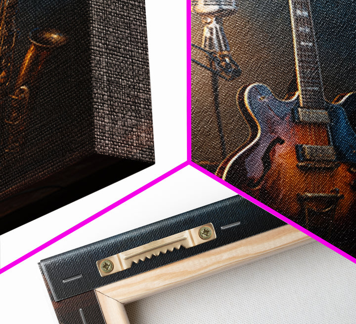 Classic Rock Guitar Still Life Framed Canvas Print, Basement Art, Fine Art Print, Living Room Decor, Fine Art, Retreat, BAS-1x1-53