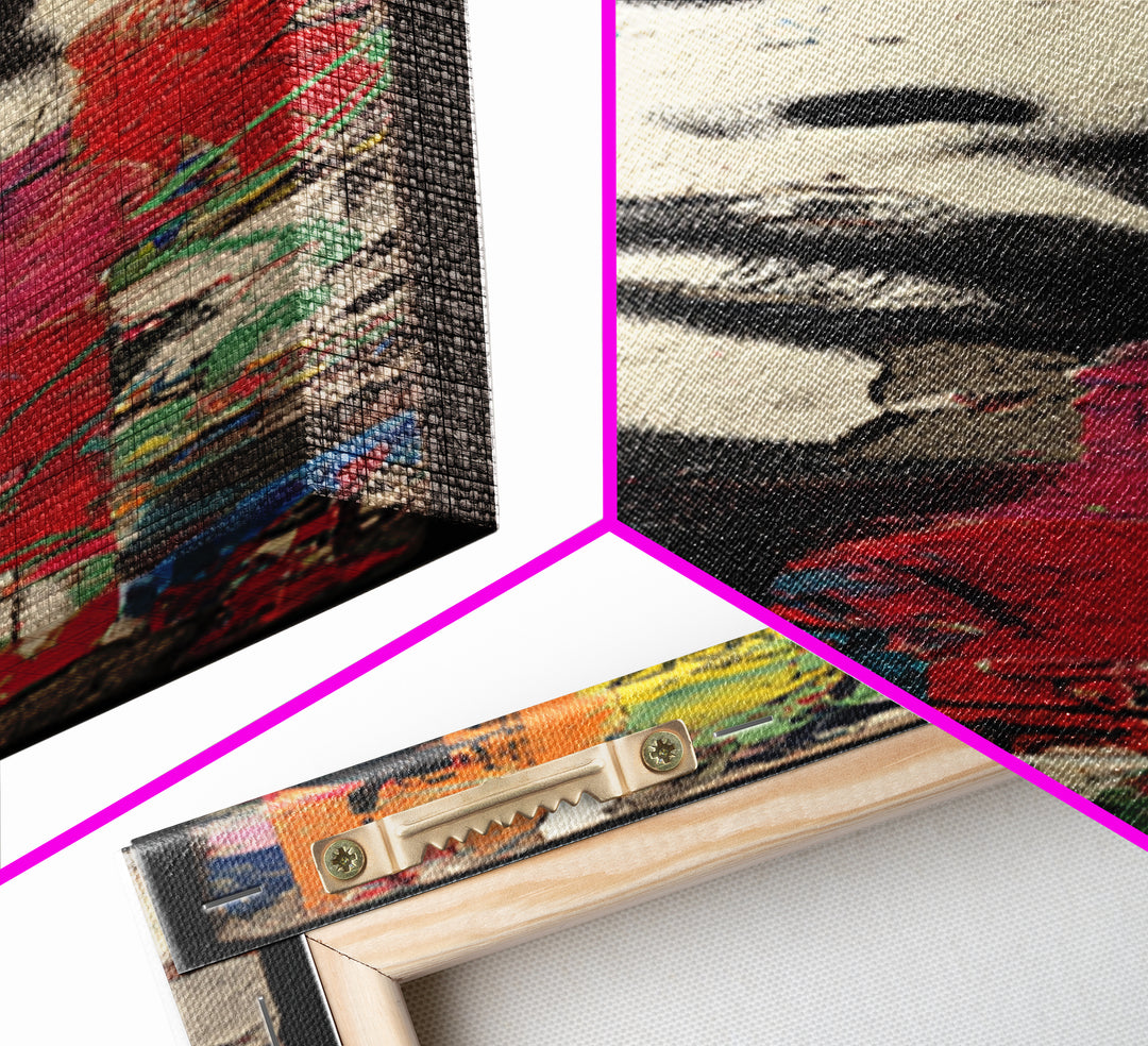 Urban Brick Graffiti Panel Framed Canvas Print, Basement Art, Digital Art Download, Living Room Decor, Fine Art, Retreat, BAS-1x3-83