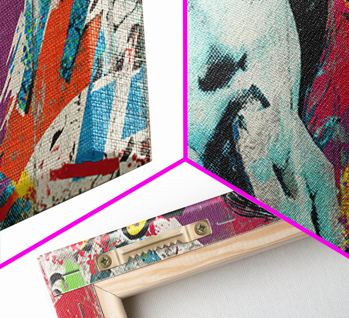 Urban Brick Graffiti Panel Framed Canvas Print, Basement Art, Original Art Prints, Living Room Decor, Fine Art, Retreat, BAS-2x1-19