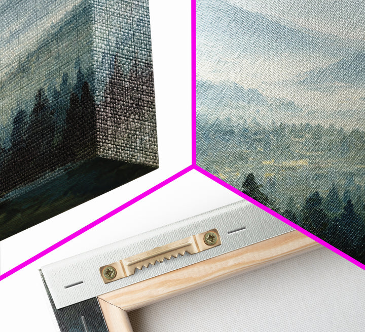 Moody Mountain Landscape for a Cozy Lounge Framed Canvas Print, Basement Art, Original Art Prints, Living Room Decor, Retreat, BAS-3x2-79