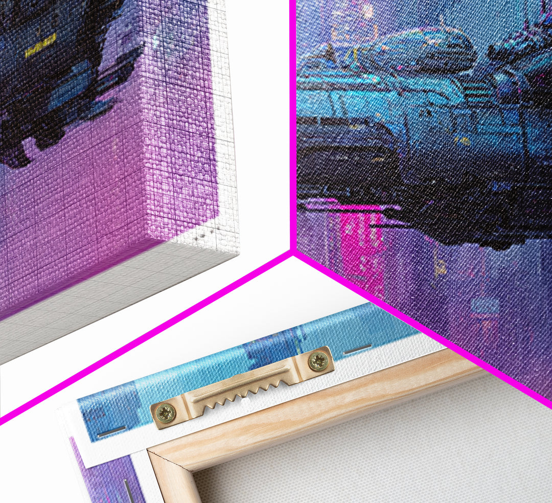 Retro Sci Fi Spaceship Poster for Entertainment Canvas Print, Basement Art, First Home Gift, Living Room Decor, Retreat, BAS-3x2-93