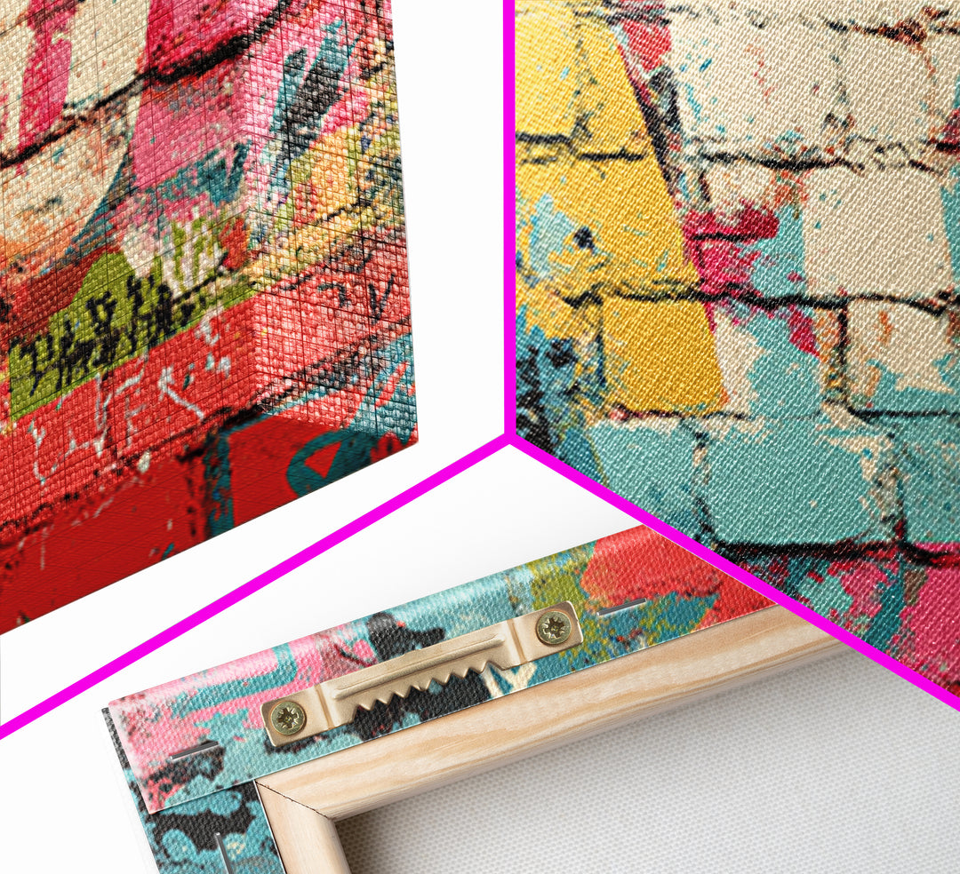 Urban Brick Graffiti Panel Framed Canvas Print, Basement Art, Minimalist Decor, Living Room Decor, Fine Art, Retreat, BAS-3x2-99