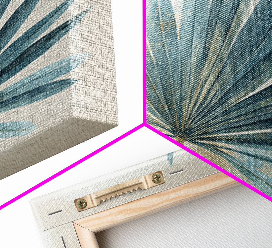Simple Palm Frond on Off White Linen Canvas Print, Bathroom Art, Bathroom Decor, Abstract Art, Spa, Modern Wall Art, BAT-1x1-23