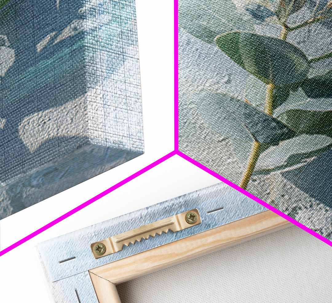 Sunlit Window Plant Shadow on Plaster Framed Canvas Print, Bathroom Art, Unique Wall Art, Bathroom Decor, Abstract Art, Spa, BAT-1x1-42