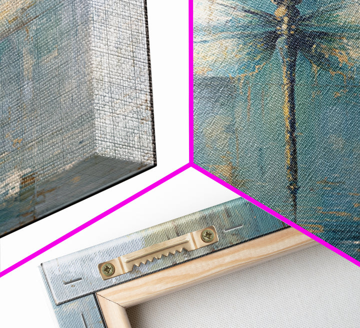 Delicate Dragonfly Above a Pond Surface Framed Canvas Print, Bathroom Art, Home Decor, Bathroom Decor, Fine Art, Spa, BAT-1x1-48