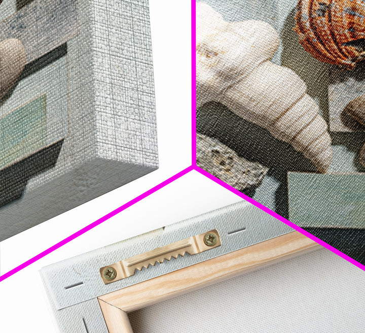 Coral and Shell Arrangement Canvas Print, Bathroom Art, Funny Bathroom Art, Bathroom Decor, Fine Art, Spa, Art Print, BAT-1x1-59