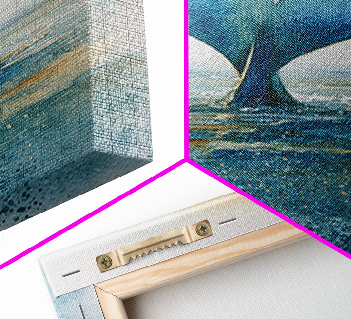 Watercolor Whale Tail Framed Canvas Print, Bathroom Art, Halloween Art, Bathroom Decor, Oil Painting, Spa, Textured Painting, BAT-1x1-63