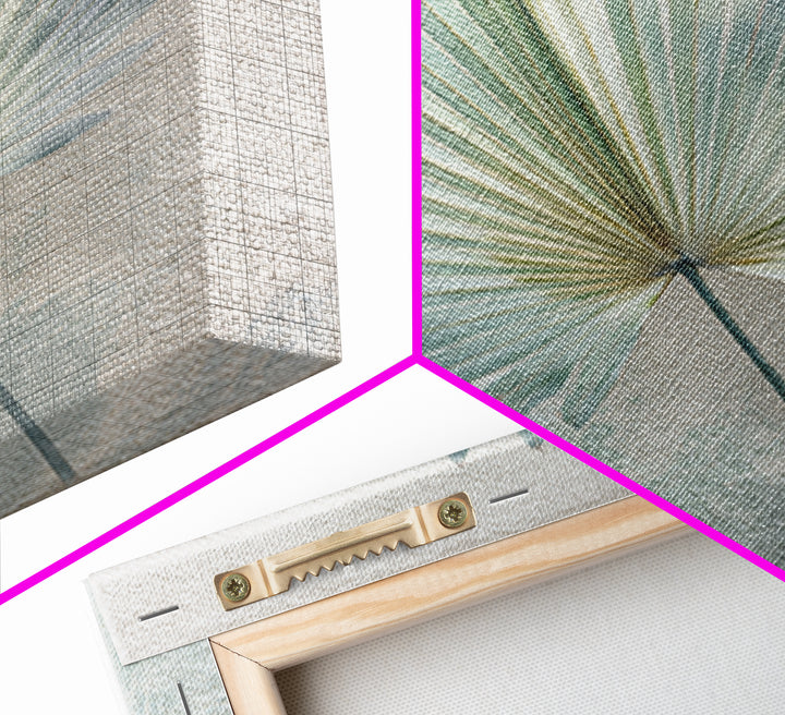 Simple Palm Frond on Off White Linen Framed Canvas Print, Bathroom Art, Bathroom Art Decor, Bathroom Decor, Abstract Art, Spa, BAT-1x1-71
