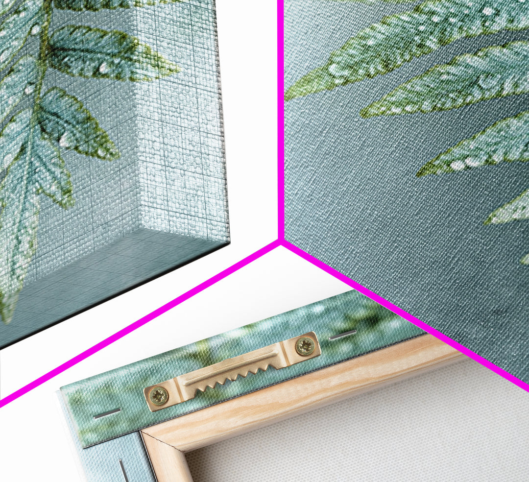 Green Fern Frond Closeup Canvas Print, Bathroom Art, Halloween Art, Bathroom Decor, Oil Painting, Spa, Textured Painting, BAT-1x1-82