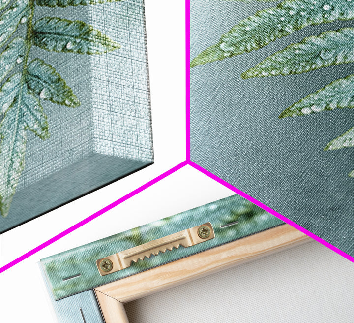 Green Fern Frond Closeup Canvas Print, Bathroom Art, Halloween Art, Bathroom Decor, Oil Painting, Spa, Textured Painting, BAT-1x1-82